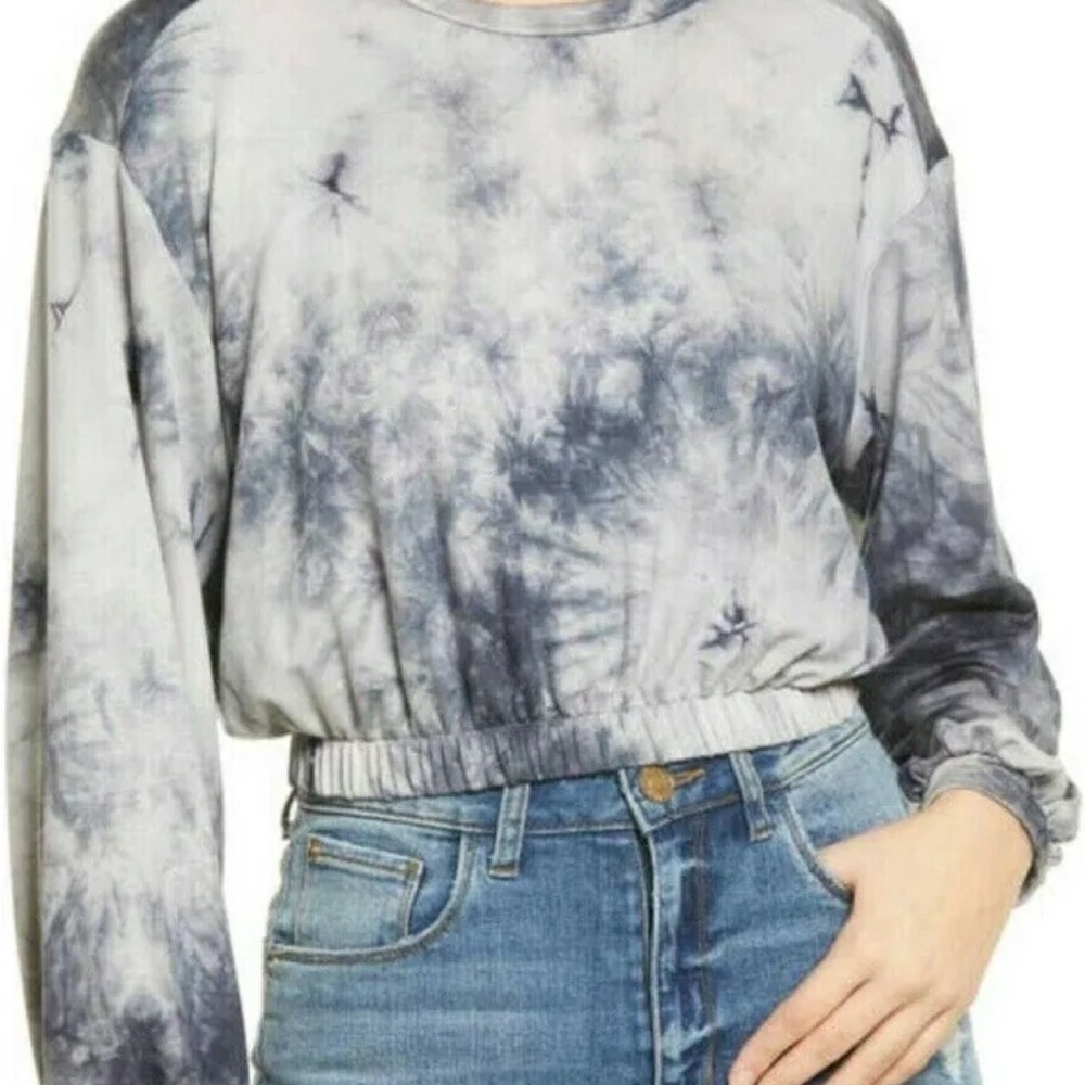 Women's Tie-Dye Long Sleeve Cropped Top